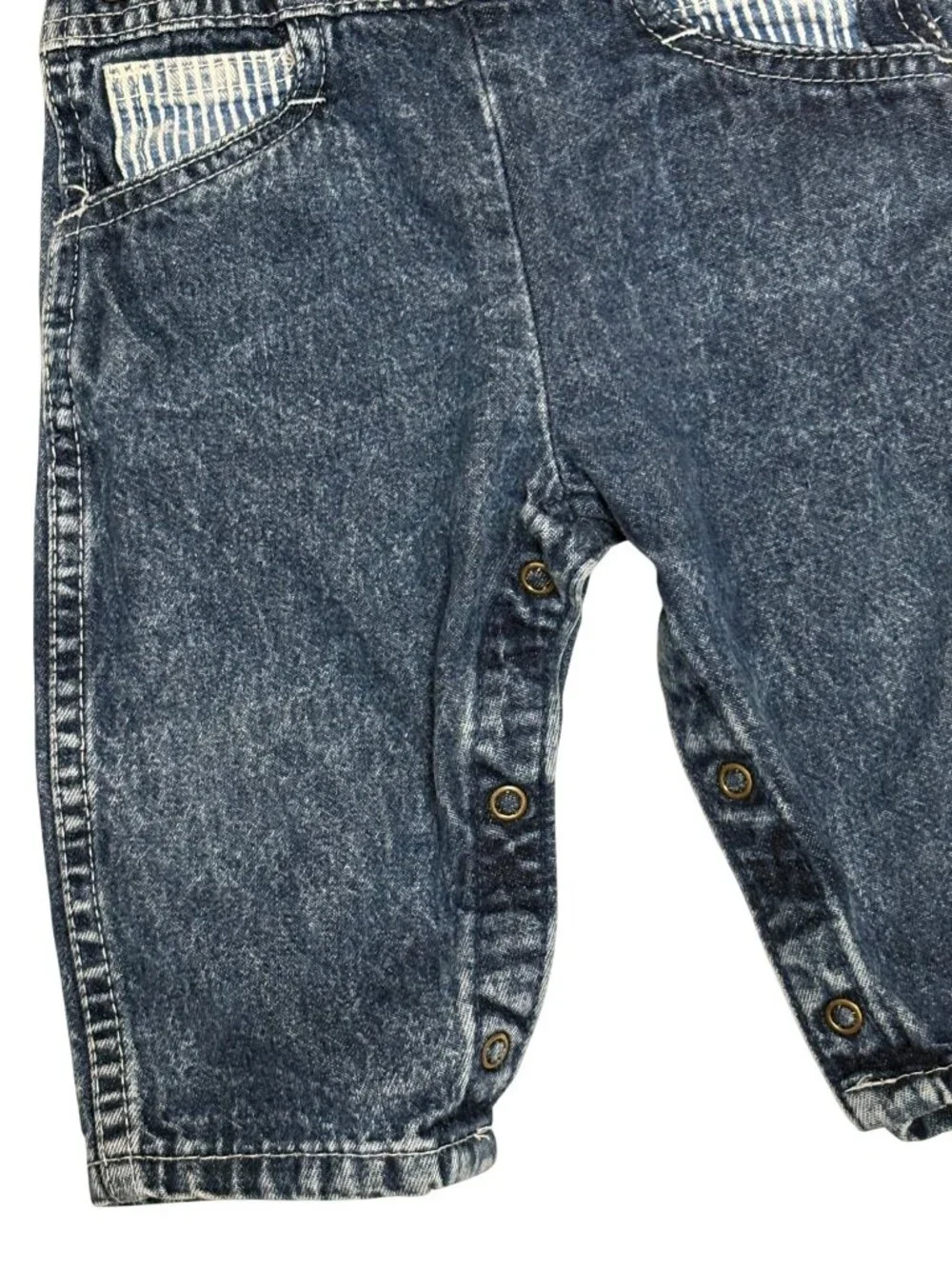 Vintage OshKosh B'gosh Baby Denim Overalls 12M Vestbak 90's Striped Pockets